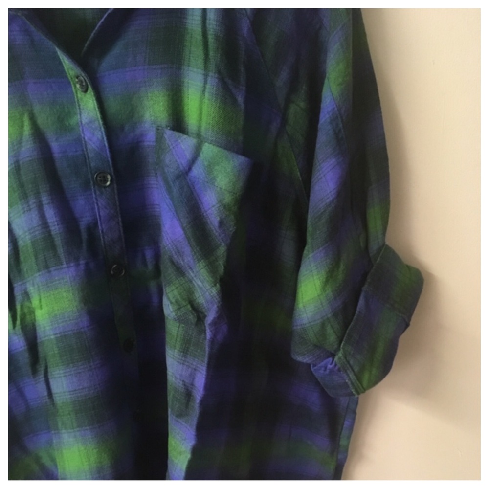 BDG UO Brendan Drapey Flannel Button Down Top - Picture 4 of 5